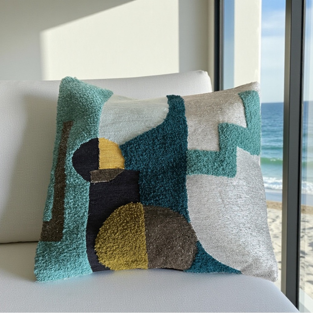 WEST ELM Handcrafted embroidered beaded metallic Pillow Cover 18in x18in